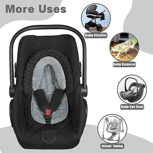 Miniatura 6 de Asiento de automóvil para bebé, soporte para la cabeza y el cuerpo con 2 almohadillas de correas, cojín ultra suave para recién nacidos prematuros