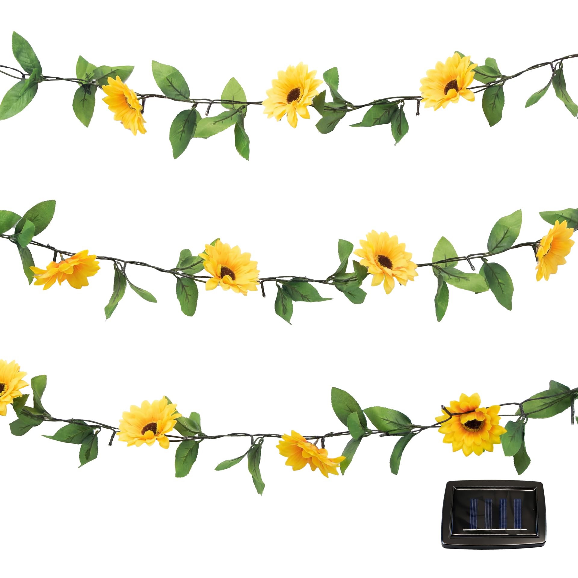 B&Q -  2 Metre Solar Powered Outdoor Garland Sunflower String Lights Fence Decking Flower Bed Wall Lights