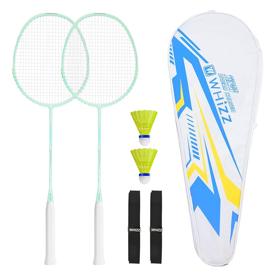 QICHUAN Whizz 2PCS 100% Graphite Badminton Racket Set, Full