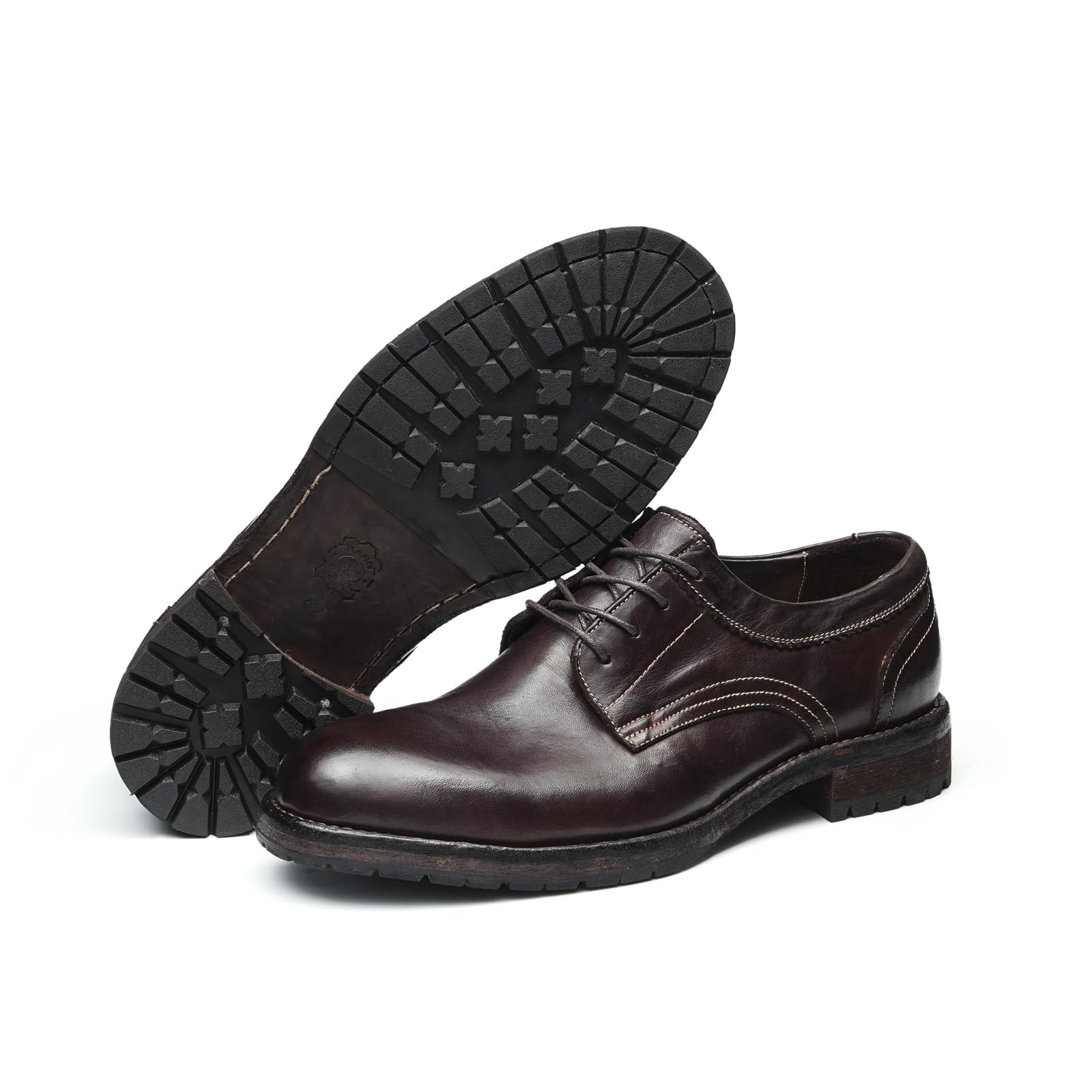 Derbys in Vera Pelle Morbide Comode da Uomo Scarpe Basse Stringate Affari Casuale Vintage