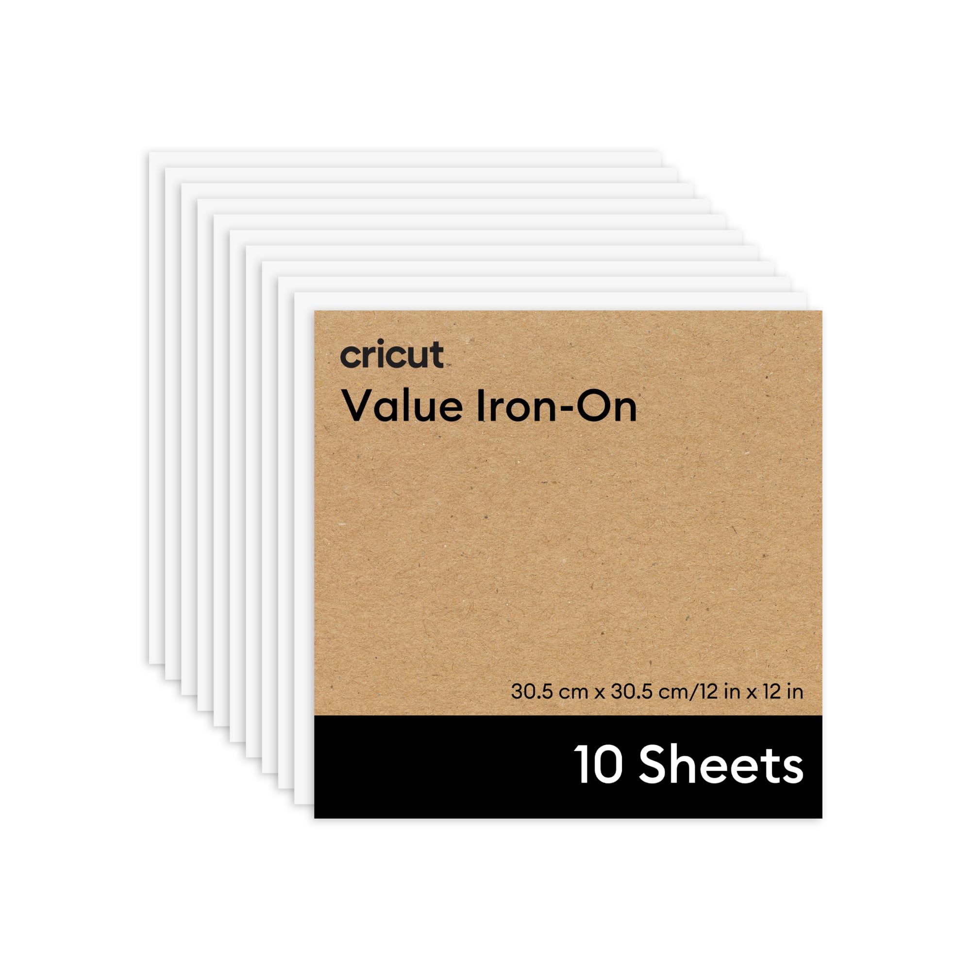 Cricut HTV Heat Transfer Vinyl Sheets | Pack of 10 | 30.5 cm × 30.5 cm | White | Iron-On HTV Vinyl Sheets for Fabric, Perfect for Custom T-Shirts & DIY Clothing