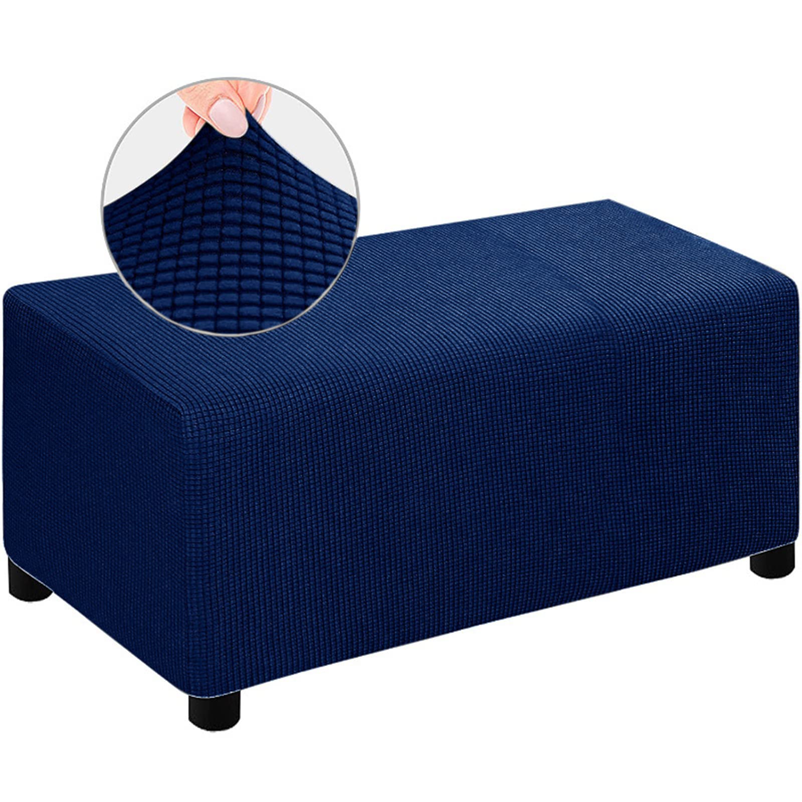 Housse repose-pieds extensible carrée rectangulaire bleu