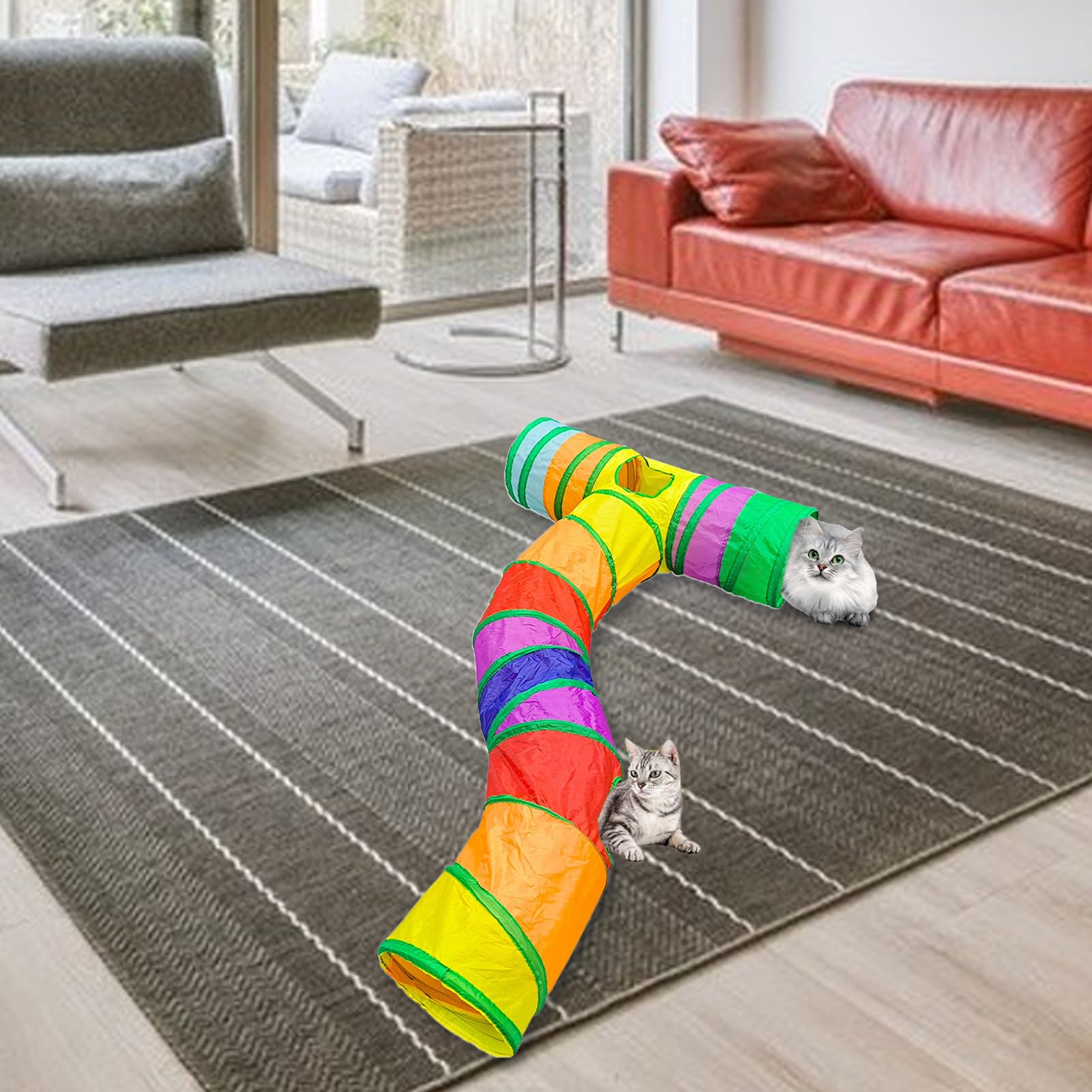 Tubo para gatos – para gatos de interior plegable | Casa con agujero con bola para juegos en casa y exteriores Accesorios para mascotas