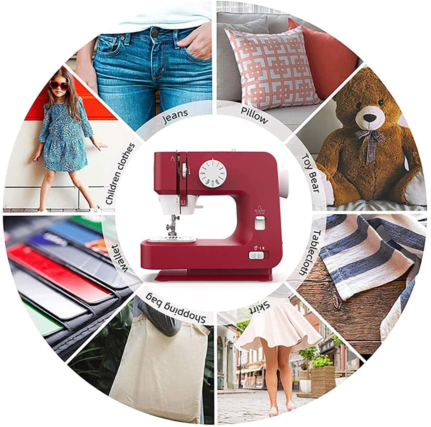 Mini máquina de coser, máquina de coser eléctrica con 12 patrones de puntada, uso doméstico, fácil de operar, ideal para principiantes y proyectos de manualidades, diseño portátil
