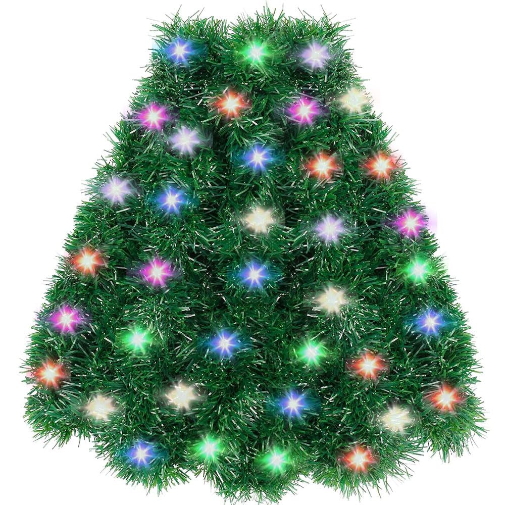 JXITON 33ft Christmas Garland,Greenery Artificial Pine Garland with Light Twisted Hanging Garland Holiday Decor for Stairs Mantle Fireplace Home Party Holiday Christmas Indoor Outdoor Decortion