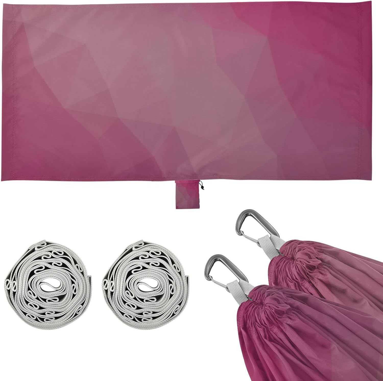 Pink Gradient 330lb Capacity Camping Hammock Cloth Hammock for Outside Patio Backyard Poolside Bases para hamacas para adultos