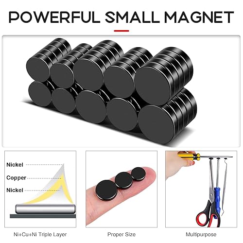 Miniatura 71 de Imanes para refrigerador, 50 unidades, redondos y pequeños, de neodimio de 0.39 x 0.12 pulgadas, para pizarra blanca, manualidades, bricolaje
