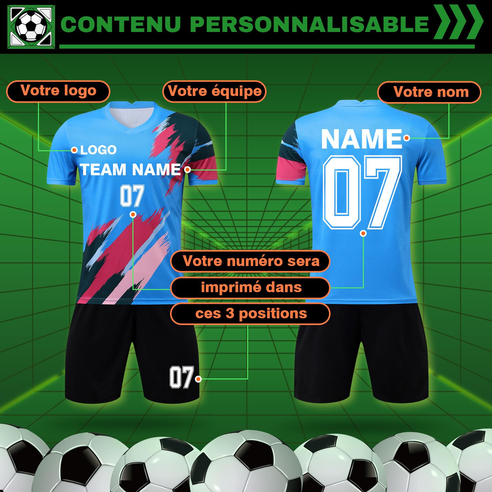 LAIFU Maillot de Foot Enfant Personnalisé Adultes Garçon Fille Uniformes de Football Personnalisés Hommes Femmes Nom Numéro Logo