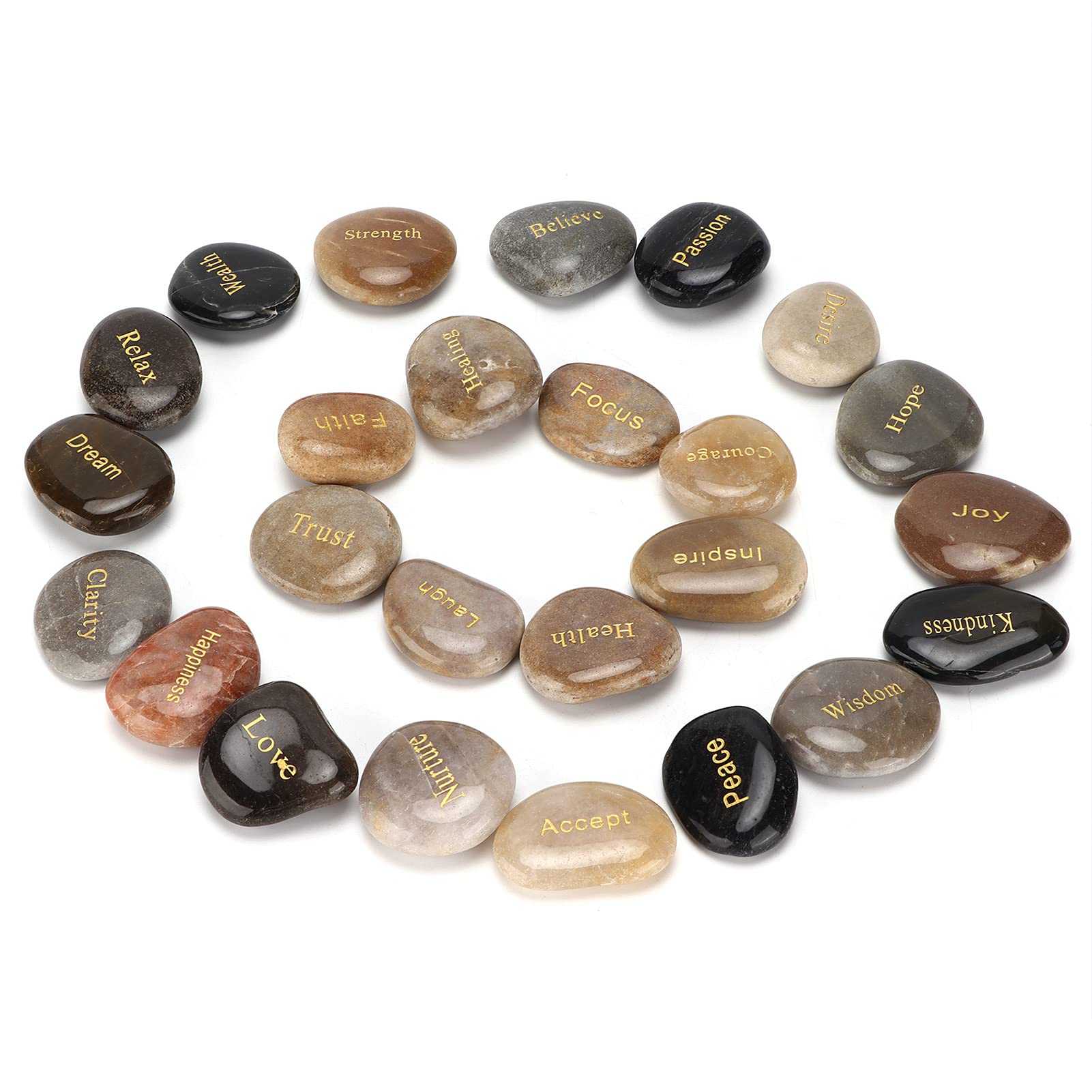 Ciottoli Pietre naturali lucide per lettere Piccole rocce decorative ornamentali di fiume per la meditazione divinatoria