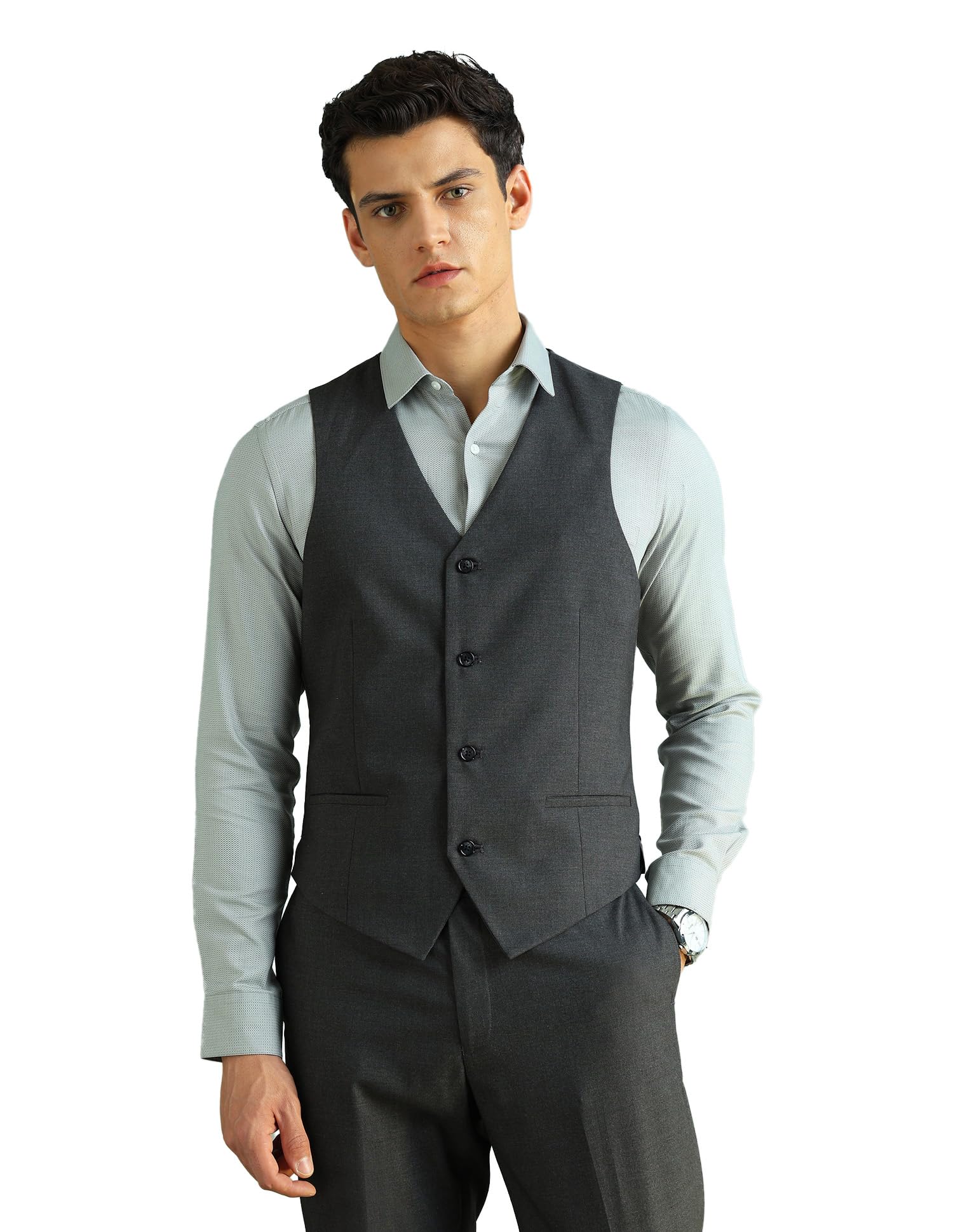 arrow Men's Heathered Regular fit Others Polyester Waistcoat-picture-24