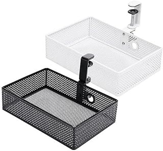 Under Desk Drawer Organizer Clamp-On,360 Degrees Rotary Under Table Desk Side, Pen Drawers, Table Management Tray, Pen Holder, Storage for RV, Home, Workplace (White)