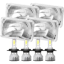 4x6 Inch H4651 H4652 Headlights Housing+H4/9003 High Low Beam Bulbs