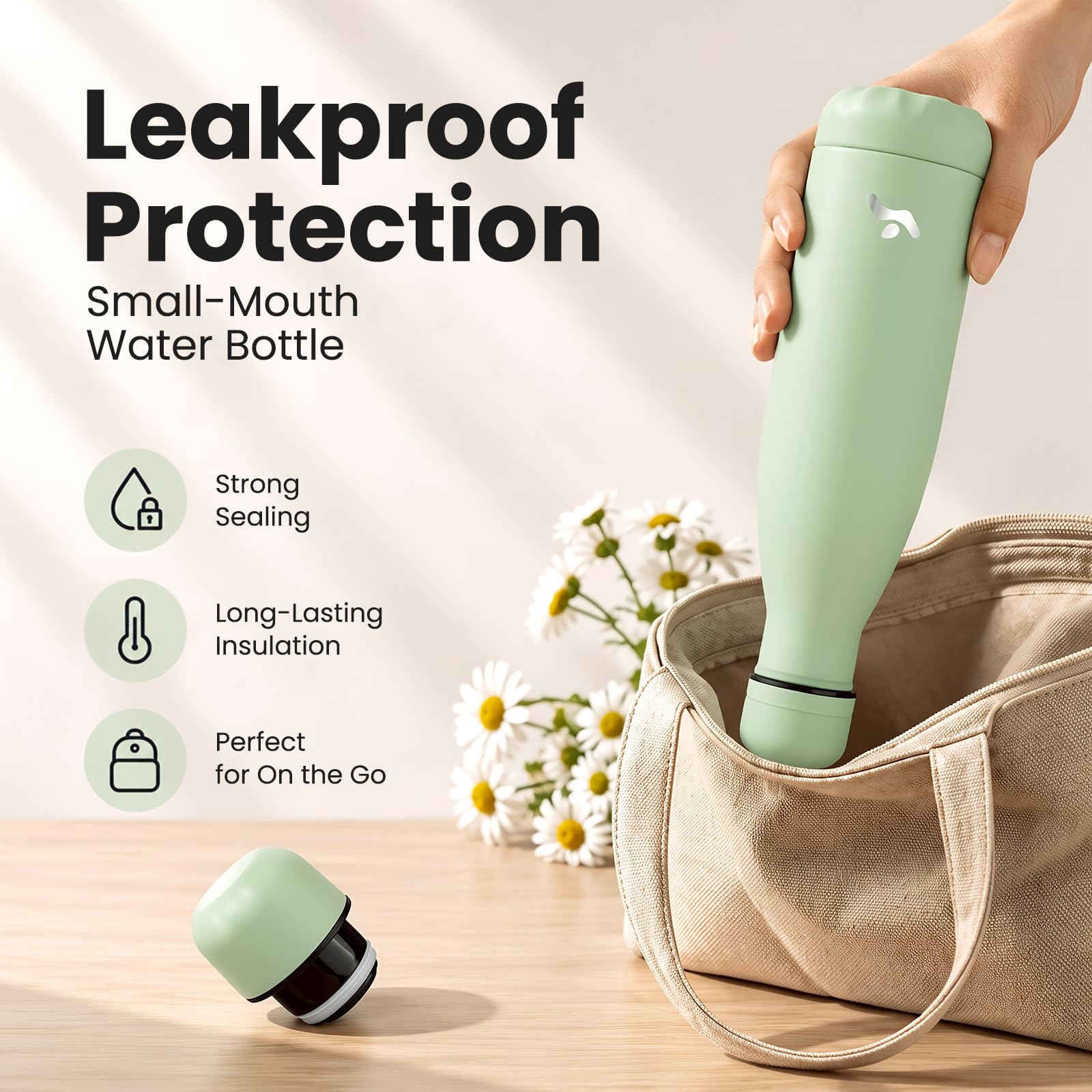 Konokyo Botellas de agua aisladas, botella de metal Vacumm de acero inoxidable de doble pared de 17 onzas para viajes deportivos, mármol-jade