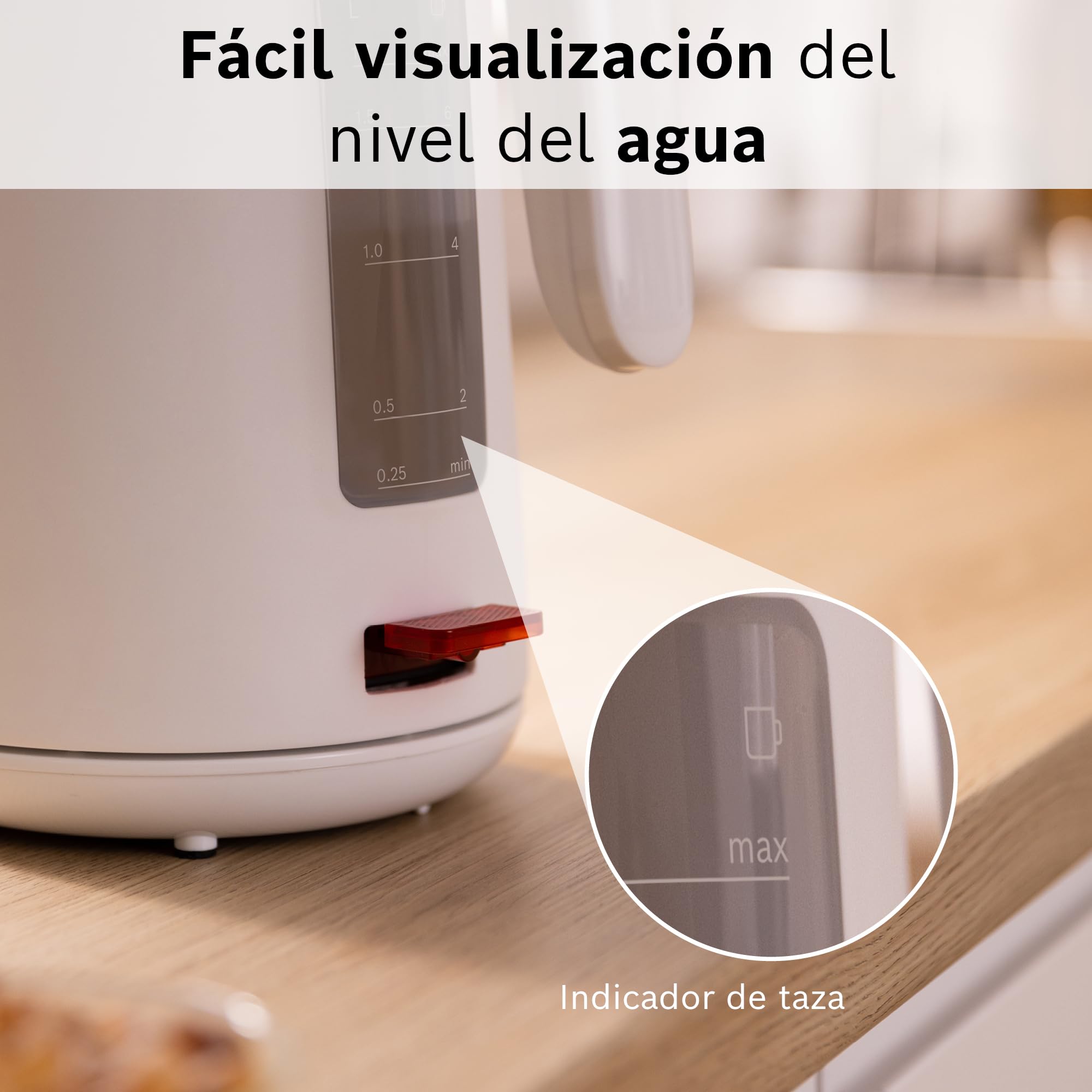 Bosch - Hervidor de Agua, MyMoment, Triple Seguridad, Filtro Anti-Impurezas, 1,7 litros, Blanco, TWK2M161