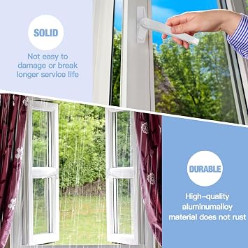 ZOCONE 4 Pcs Window Handles for UPVC Windows with Screwdriver, Right/Left Hand White Window Handle Replacement with Security Locks Zinc Alloy Universal Window Handles for UPVC Window and Door