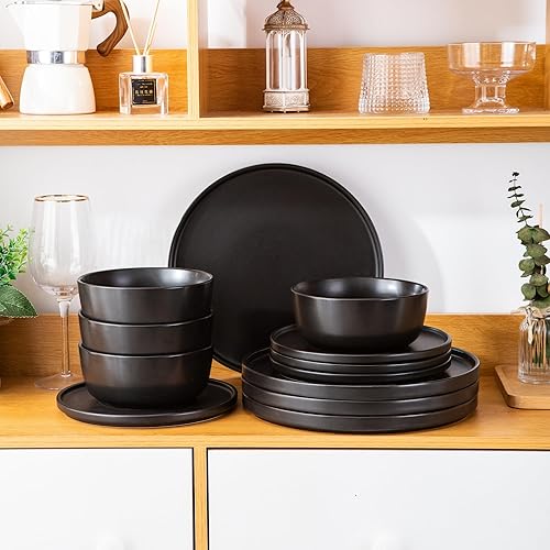 Miniatura 6 de AmorArc Juego de 6 cuencos de cerámica para cereales, 26 onzas, para aperitivos de sopa de cereales, cuencos de cocina modernos para comida, aptos