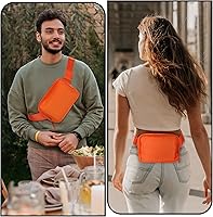 Vista 18 de Riñonera, bolsa para cinturón, correa ajustable ajustable de 40 pulgadas, para mujeres y hombres Beige