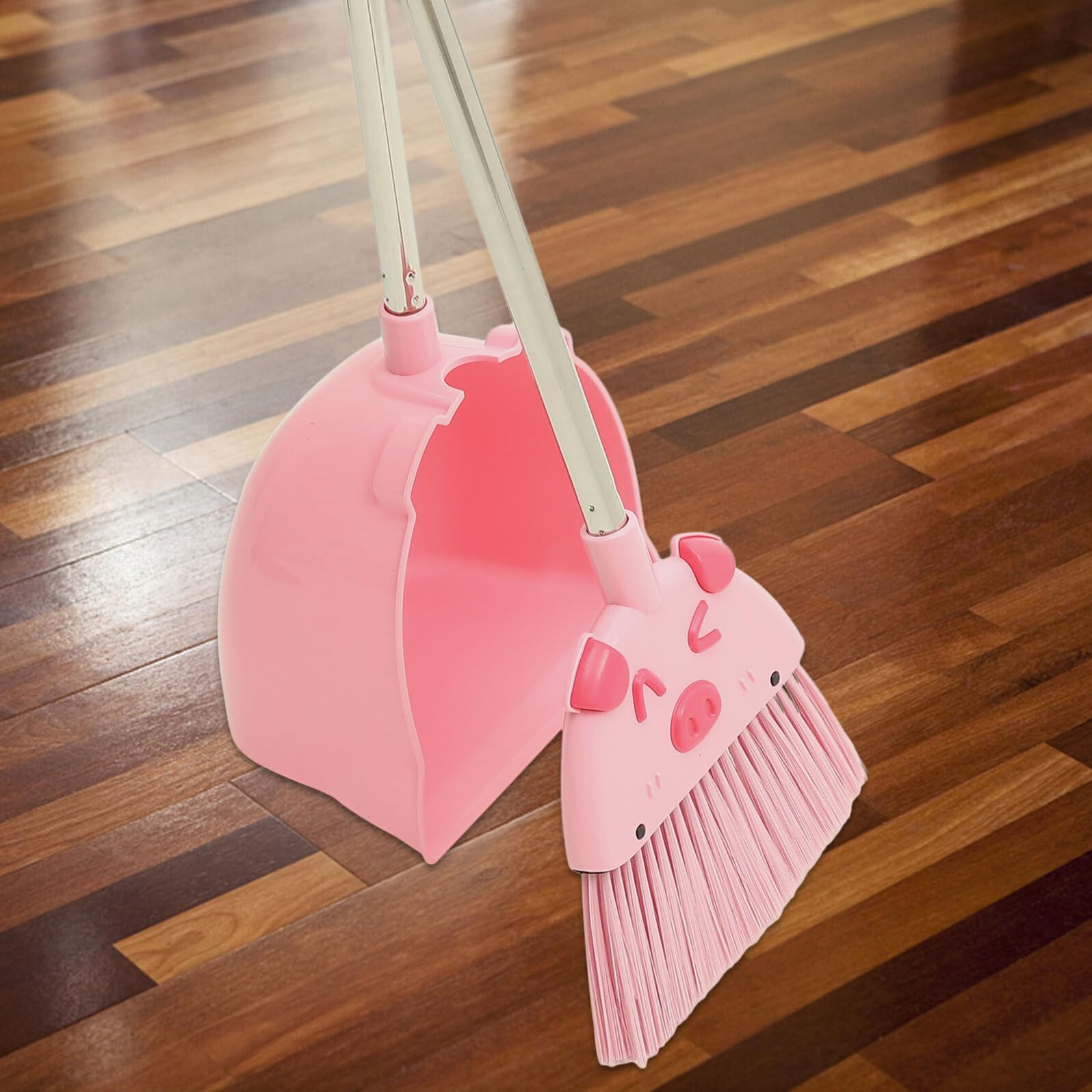 Gatuida Juego de Escoba y Recogedor y Material PP Práctico Diseño Ergonómico en Color Rosa para Niños para Limpieza Hogar