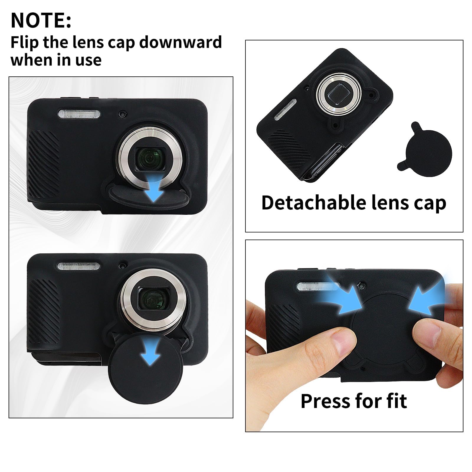 Rieibi Silikonowe etui do aparatu KODAK PIXPRO FZ55, akcesoria do KODAK PIXPRO FZ55 Etui zawiera 2 folie ochronne na ekran, zdejmowaną osłonę obiektywu, antypoślizgowa konstrukcja, czarne