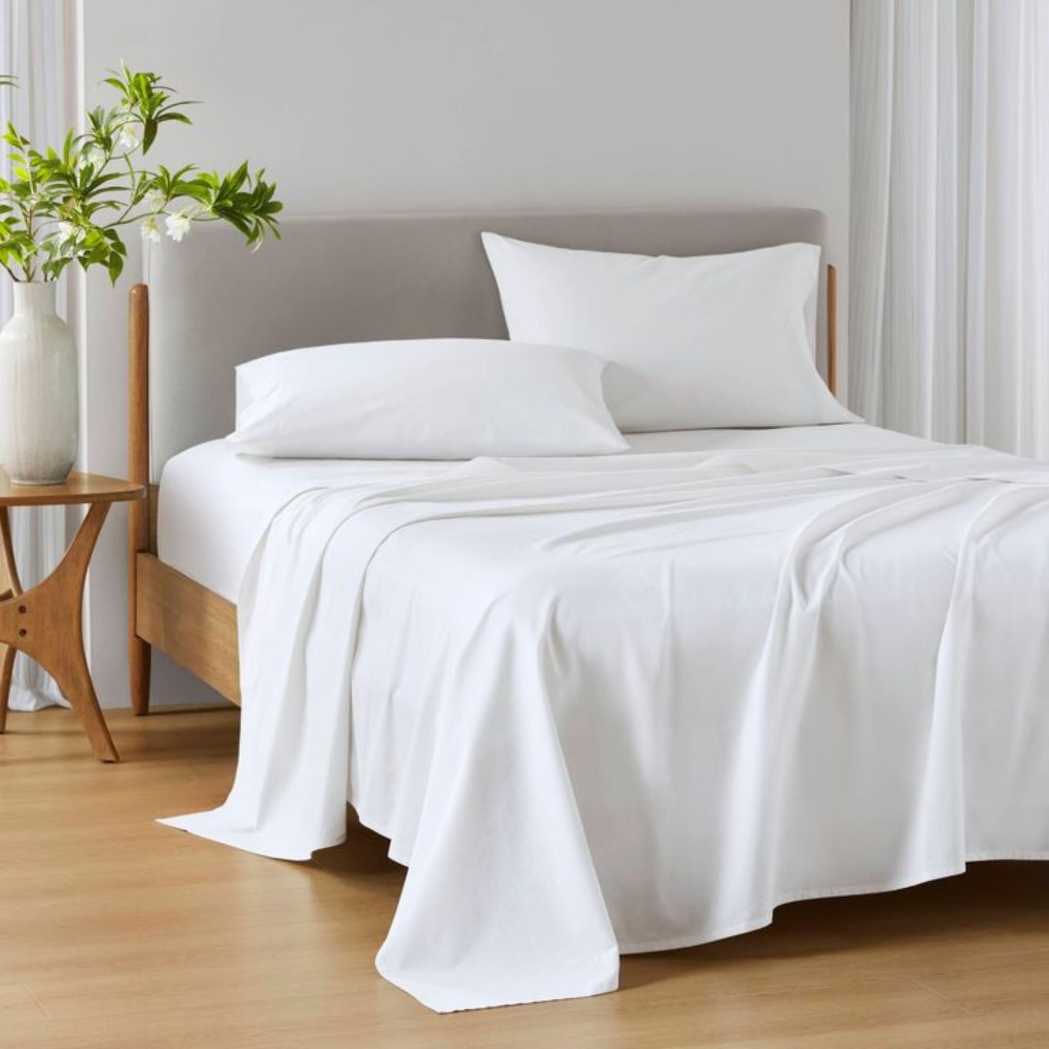 White King Size Bedsheet Set 108x108 Inches with 2 Pillow Covers | Ultra Soft Microfiber Bedding | Wrinkle Resistant, Breathable & Lightweight | Hotel Quality Luxury Bed Sheet for Double Bed-image-47