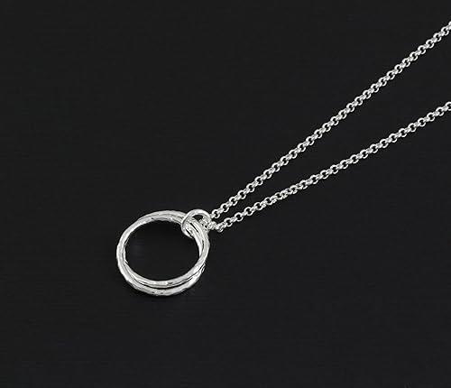 Miniatura 3 de Grandmother & Granddaughter  Unique Gift for Grandma  Infinite Love  Silver  Intentional Keepsake Jewelry - Hammered Linked Infinity Ring Necklace