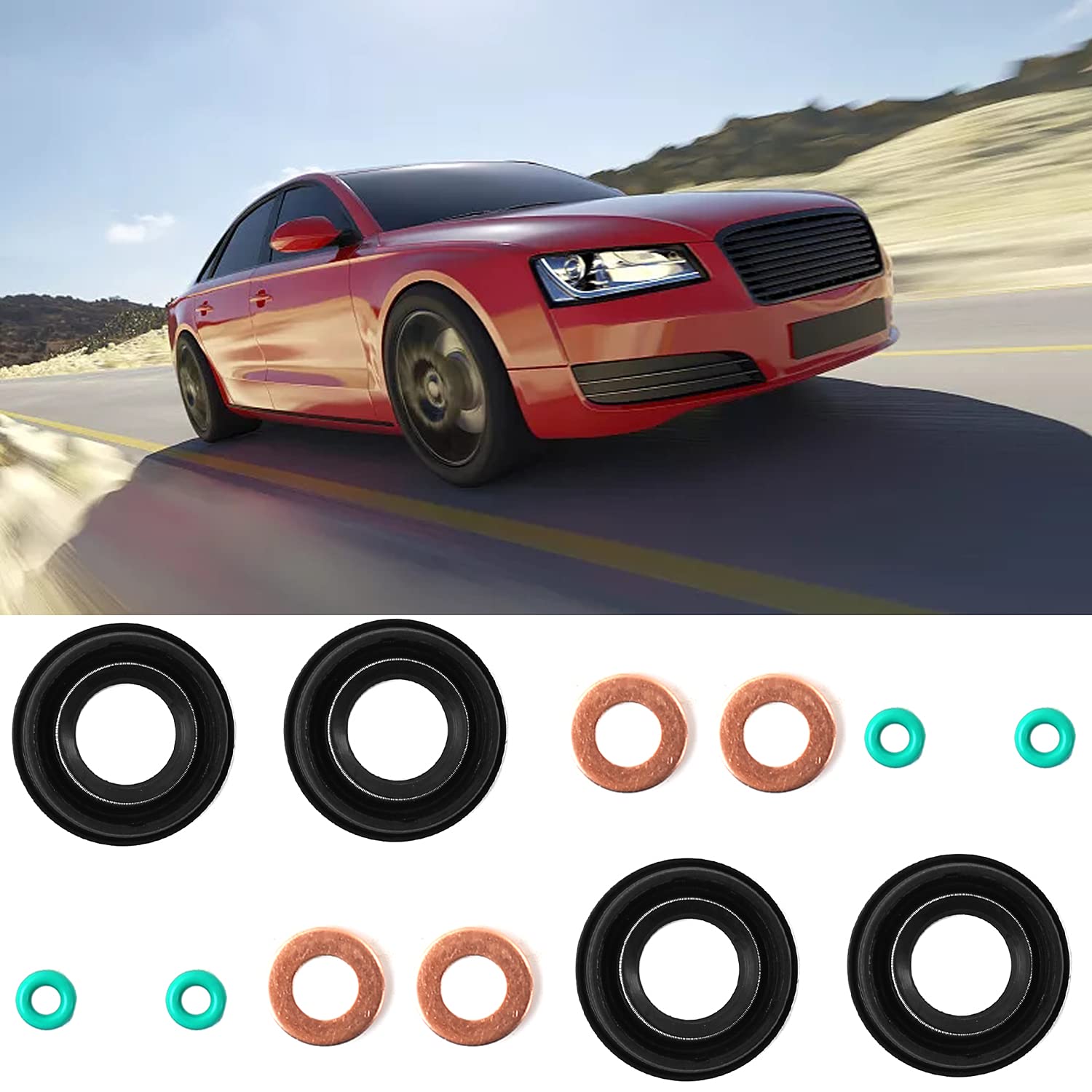 Kit Guarnizioni Iniettori Diesel - Set 12 Pezzi Con O-Ring E Bulloni - Per Ford MK7 2.2 2.4 3.2 TDCI - Foto 6