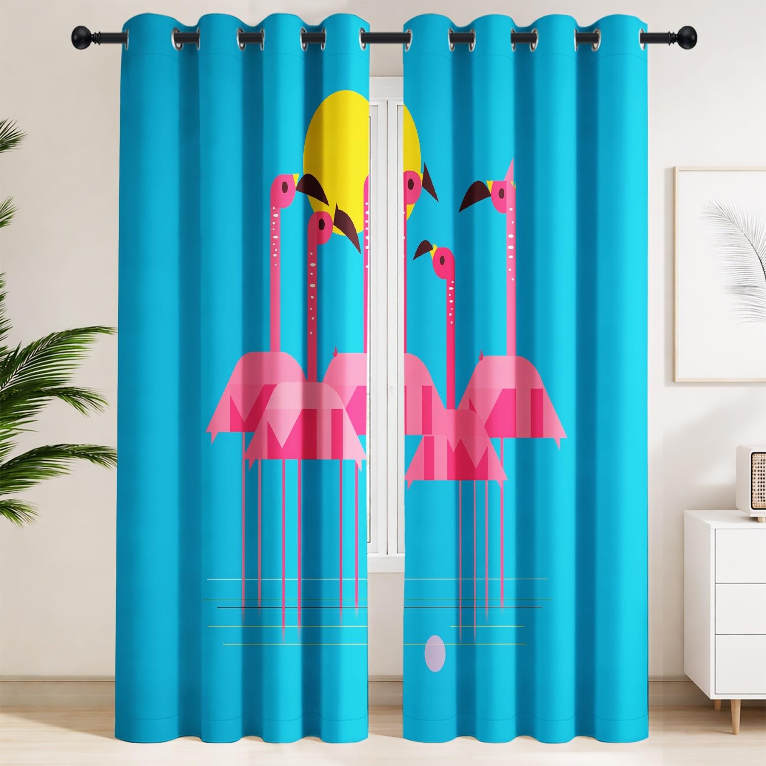 Rideau isolant thermique bloquant la chaleur motif flamant rose