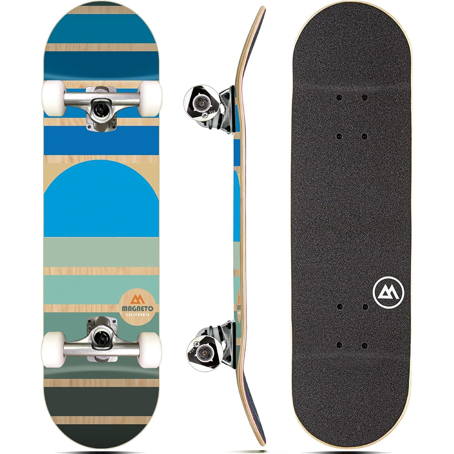 Magneto Complete Skateboard | 6-Layer Canadian Maple Double Kick Concave Deck | Beginners, and Teens