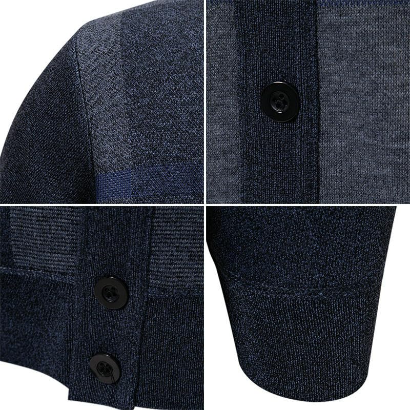 Cárdigan de punto para hombre con cuello en V y diseño colorblock casual de invierno 2