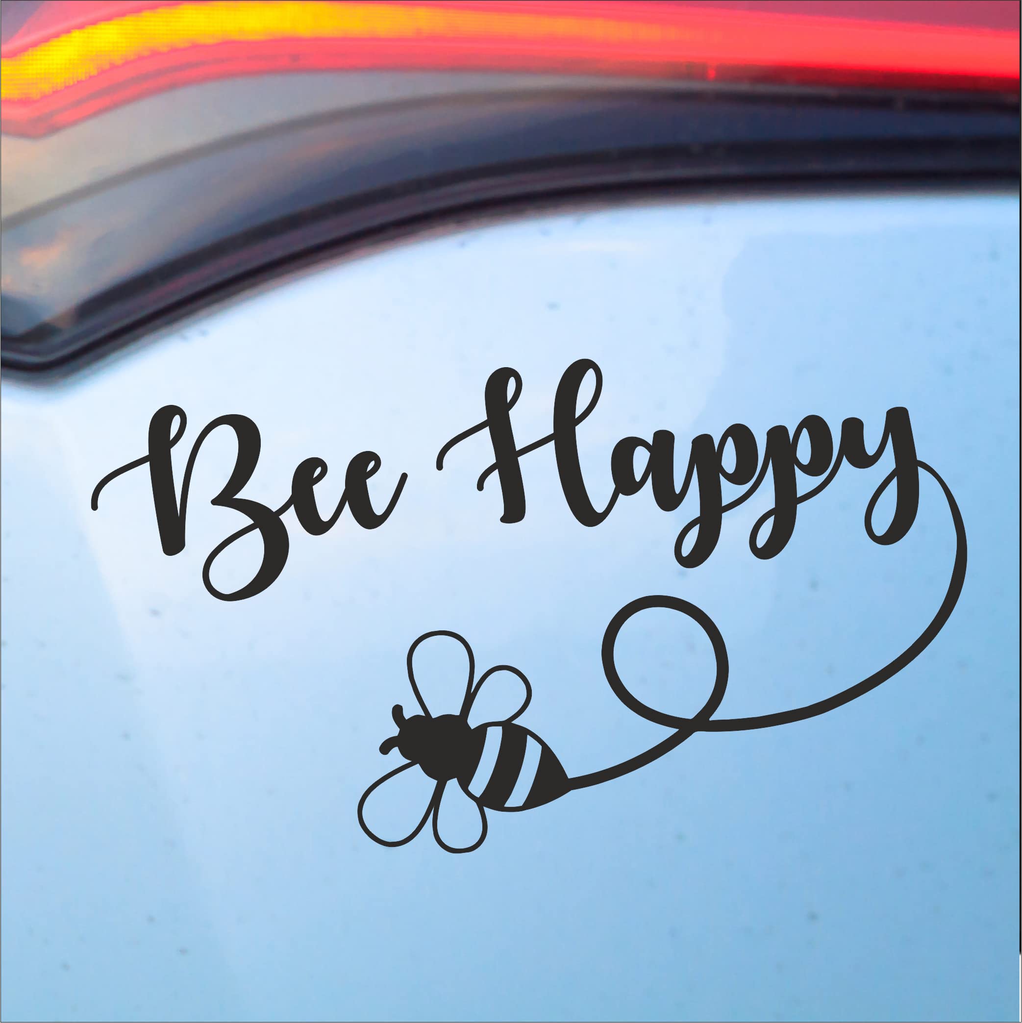 Level 33 Black Bee Happy - Vinyl Decal - Will Apply To Most Surfaces - Guitars, Vehicles, Laptops, Glass 15.4Cm X 8.5Cm