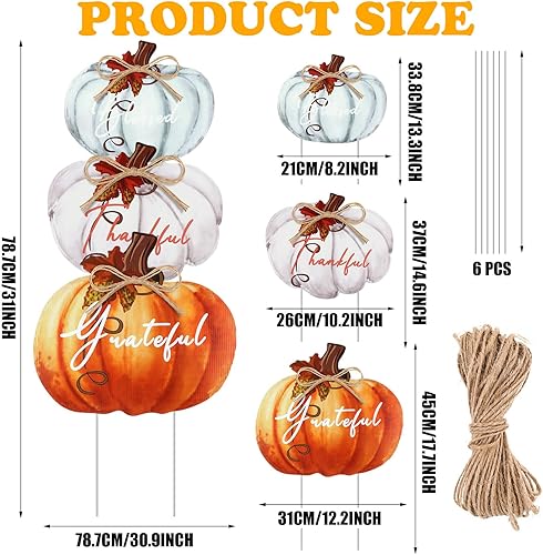 Miniatura 3 de Geetery 3 piezas de calabaza de Acción de Gracias al aire libre, estacas de patio de Acción de Gracias, 31 pulgadas, plástico, PP, apilable, Blessed