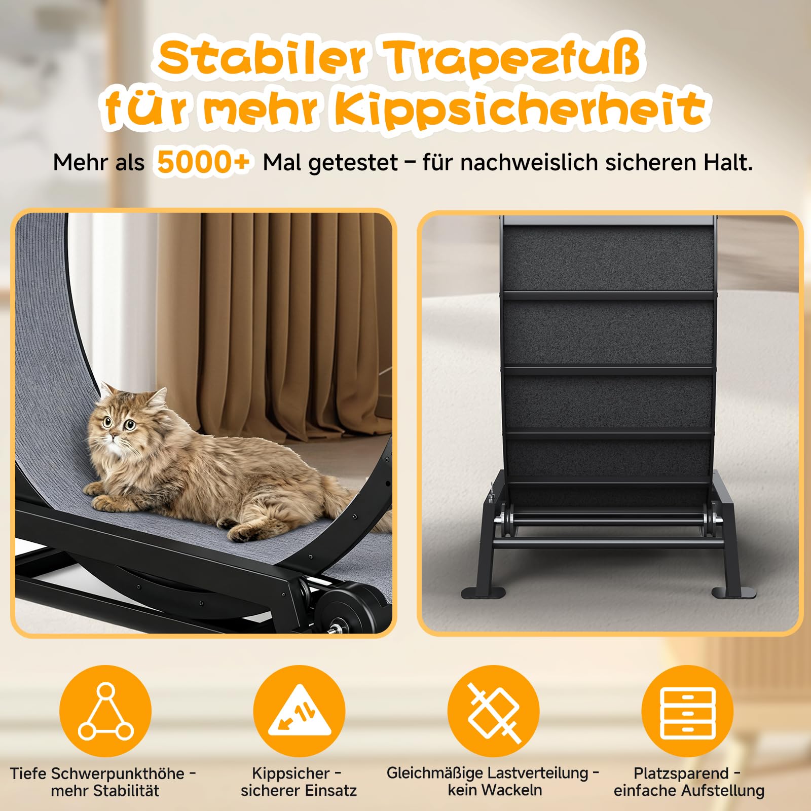 GTPLAYER Katzenlaufrad, laufrad Katze, Extra großer 100 cm, ultraleises Laufrad mit Abnehmbarer Teppich und Spielzeug, Aufkleber, Verriegelung, geeignet für die meisten Katzen, Metall,Schwarz
