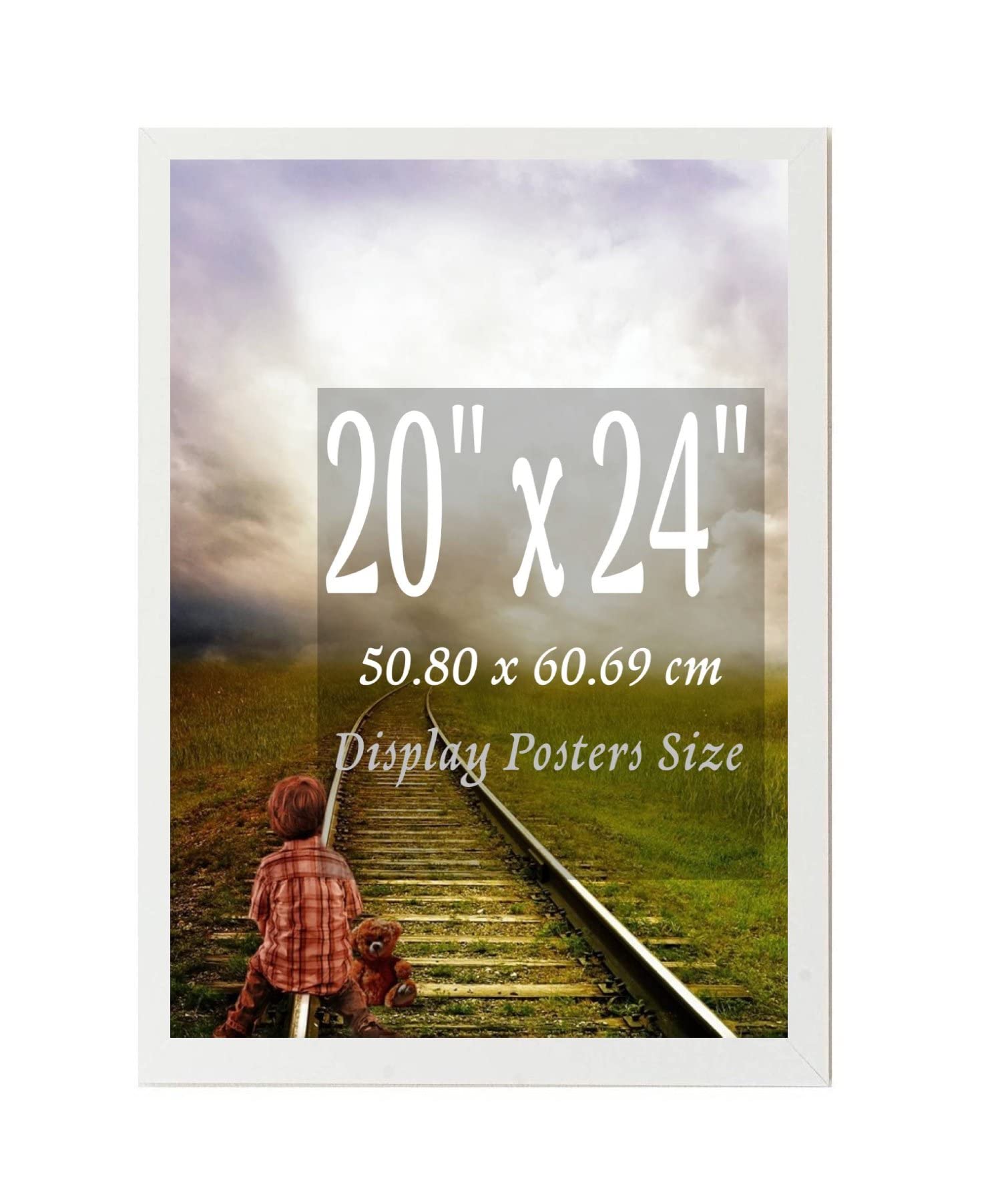 A2Z Home Solutions® Wall Floating Poster Frame 20 x 24 Inch White Frame Display 50.8 x 60.96 cm Huge Maps Flags Landscapes family Photos Prints Pictures With Clear HD Perspex Strong 30x15 MM Moulding