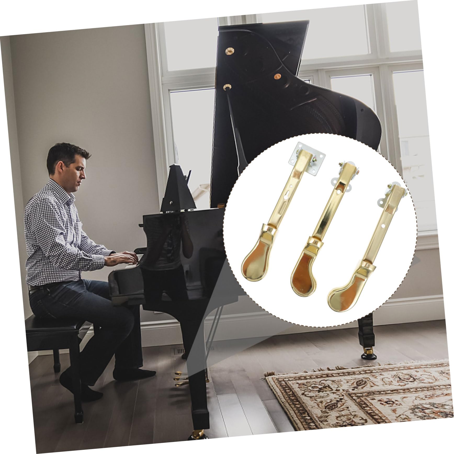 3 Pedales de Piano Vertical Metálicos Duraderos Alta Dureza y Estabilidad para Músicos Profesionales y Aficionados en Pianos Verticales