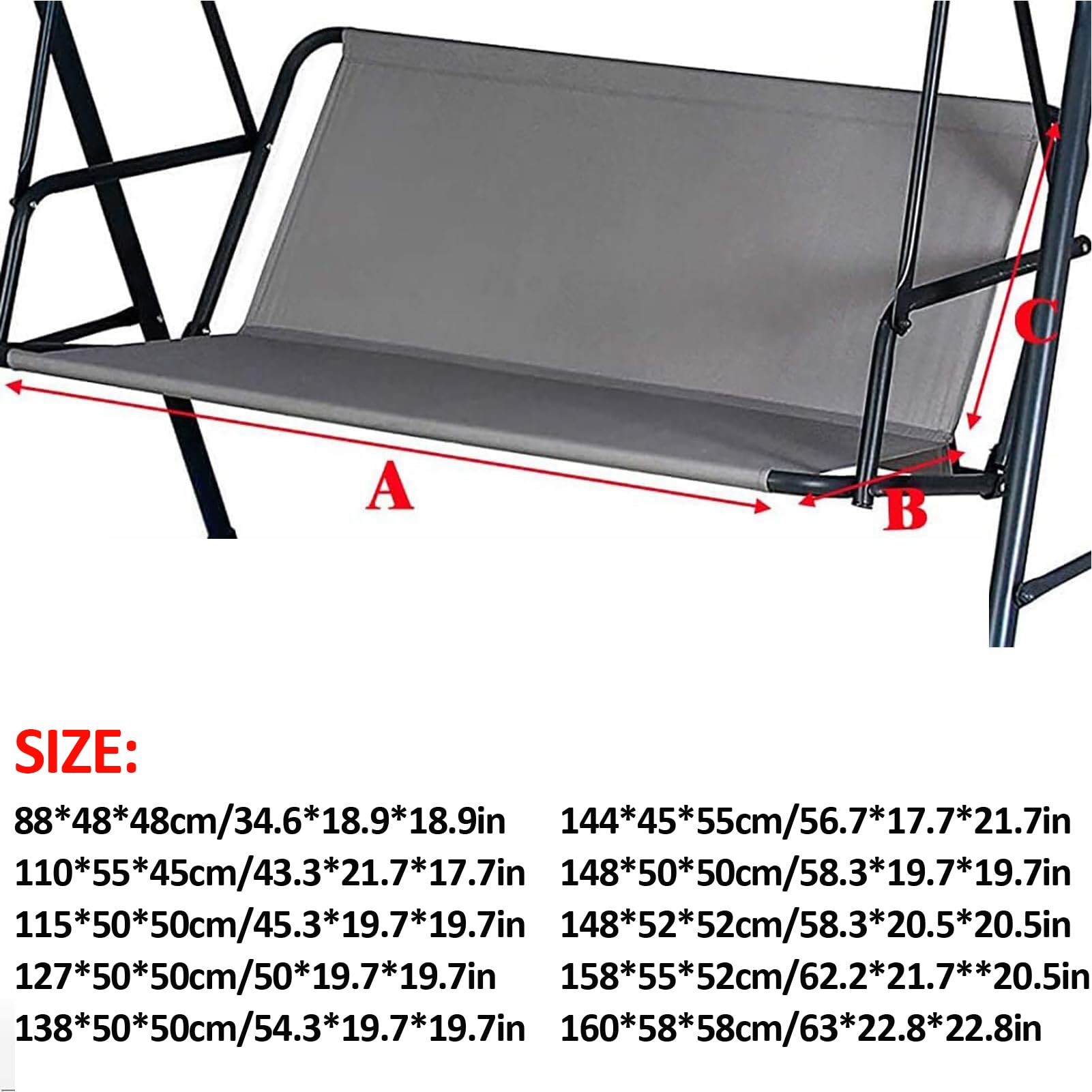 Funda de Repuesto para Asiento de Columpio de jardín,Tela Oxford 600D,Impermeable protección UV Recambio Tela Asiento Balancin Jardín 2 y 3 Plazas,Dark Green,63 * 22.8 * 22.8in