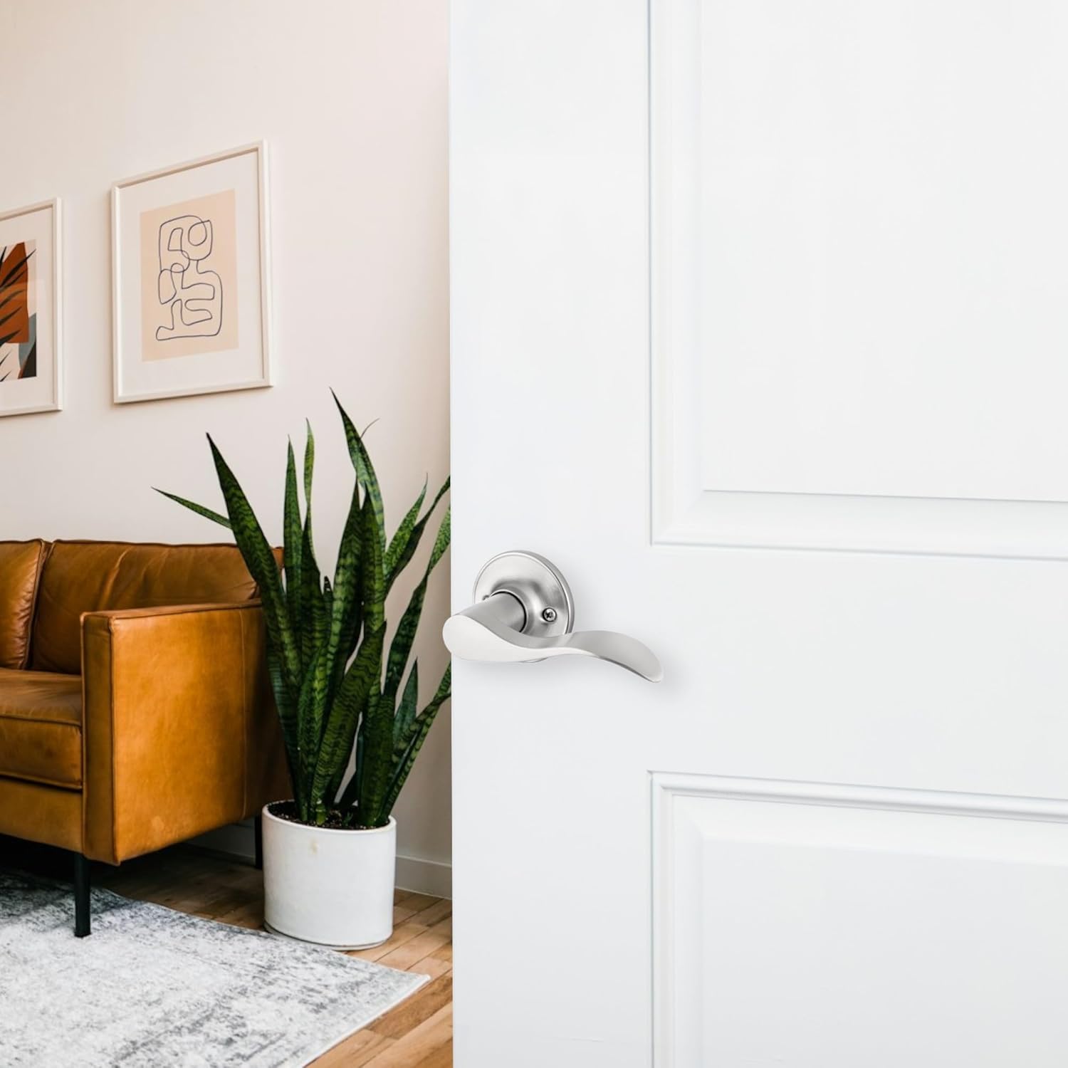 Delaney Hardware Bennett Passage Door Handle, Fits Doors 1-3/8 to 1-3/4 in. Thick, Satin Nickel – Reversible Left/Right-Handed Hall, Closet Door Lever with Latch – Easily Install