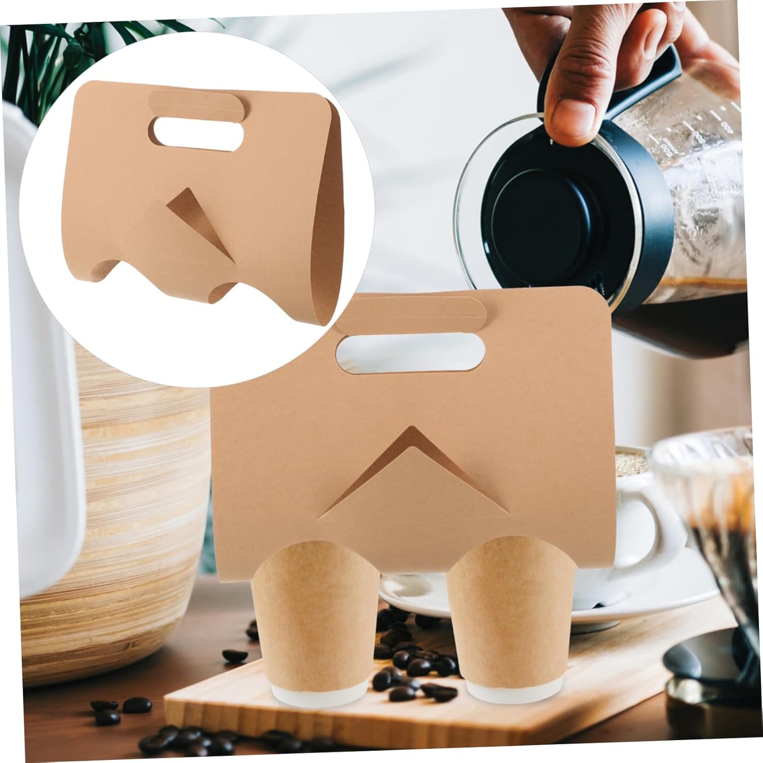 50pcs Mug Organizer Milk Tea Cup Holder Takeout Drink Carrier Wall Mounted Cup Rack