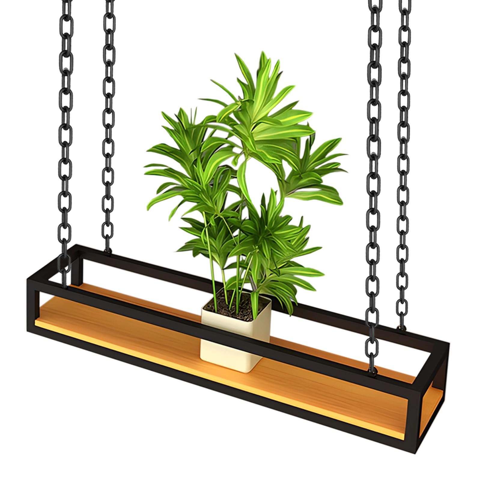 Support de rangement pour plantes suspendu au plafond et bouteille de vin noir