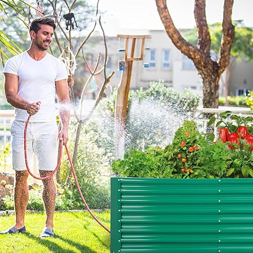 Miniatura 5 de FORTUNO Cama de jardín alta elevada de 6 x 3 x 1.9 pies, maceta de jardín grande galvanizada para verduras, caja elevada de metal, kit de acero de