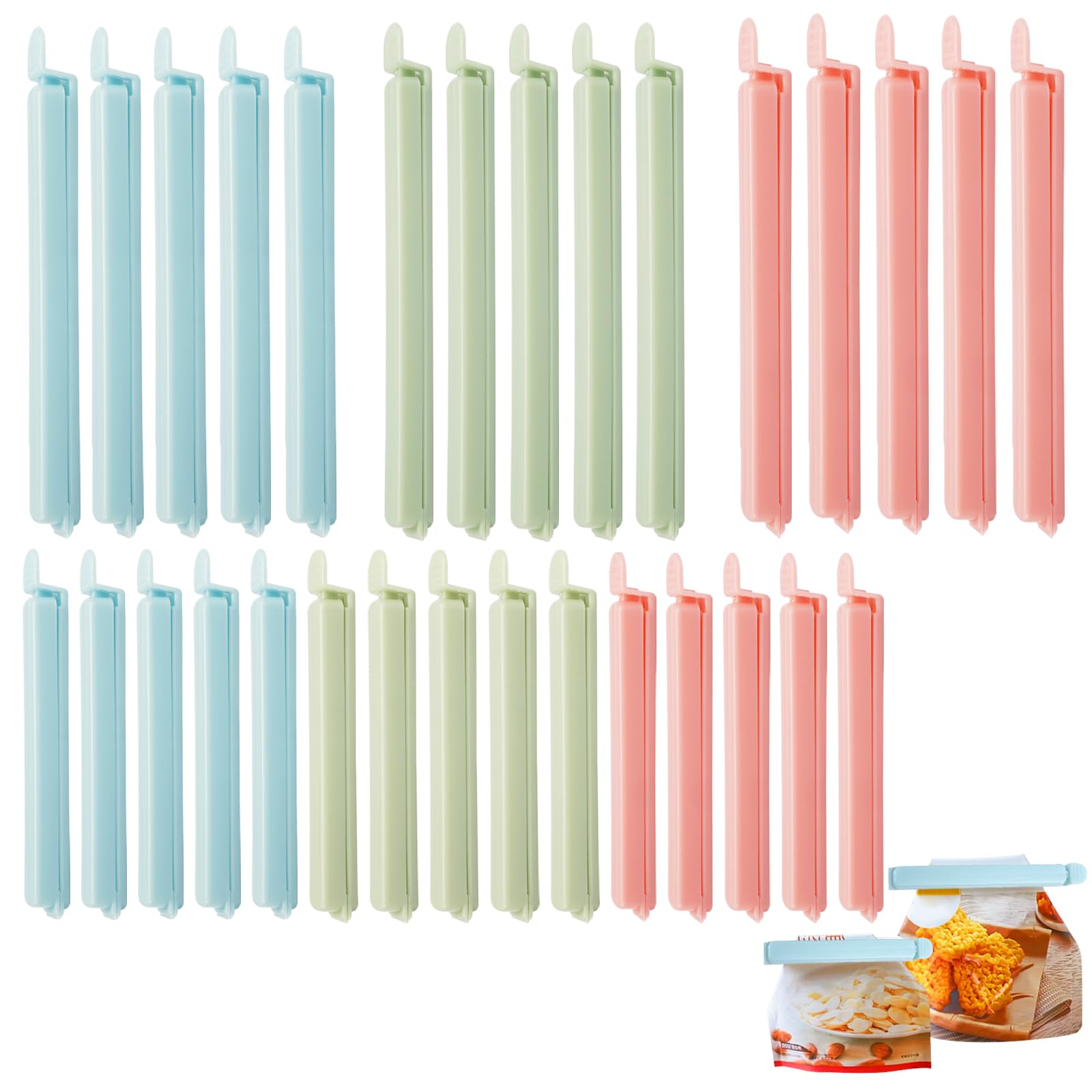Lot de 20 clip d'étanchéité pour sacs de nourriture, clips colorés pour sceller les aliments
