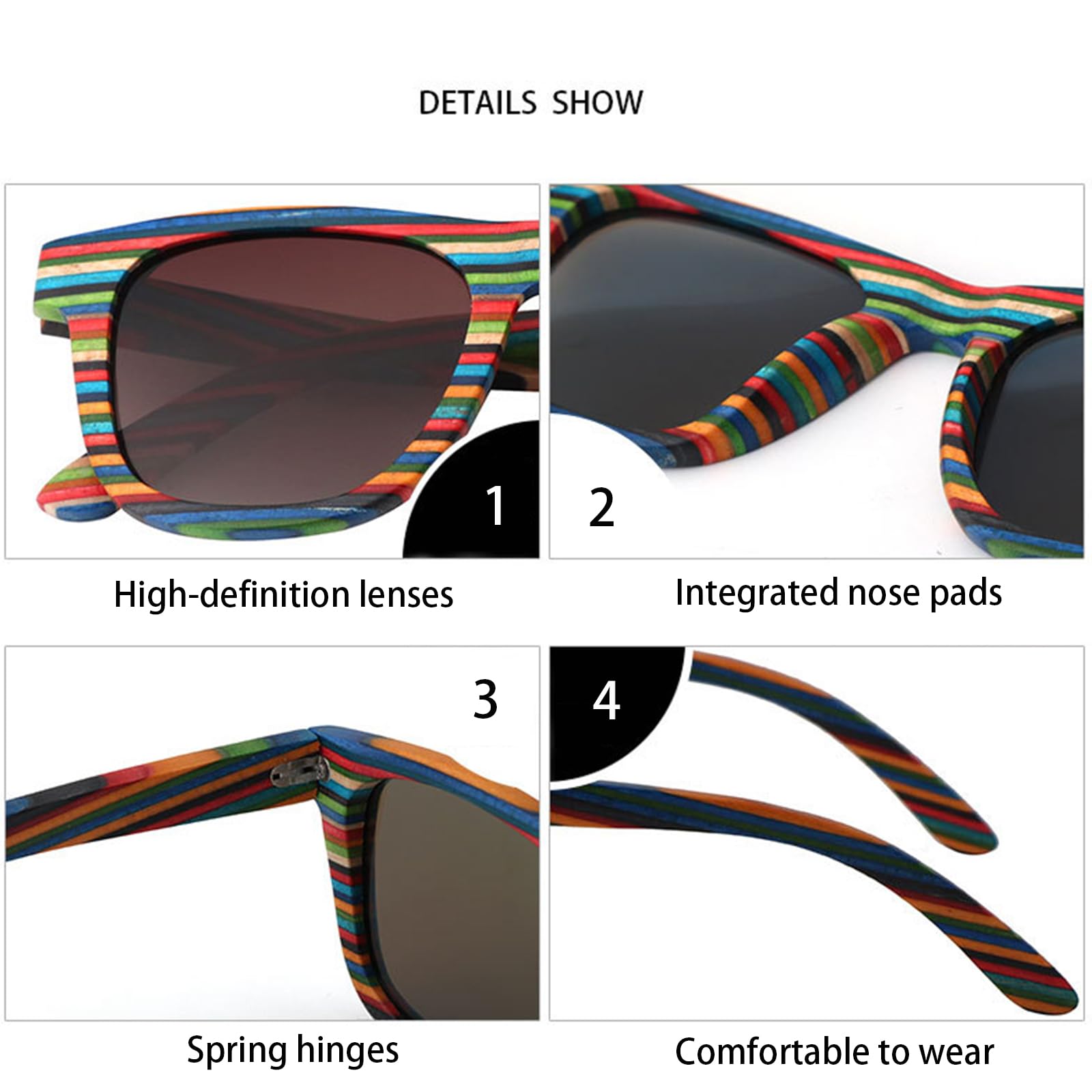 Sonnenbrille Damen & Herren Holz Polarisiert – Schwimmfähige Bambus Brille Vintage Stil – UV400 Holzsonnenbrille Für Wassersport, Angeln & Autofahren (Oval & Leicht)