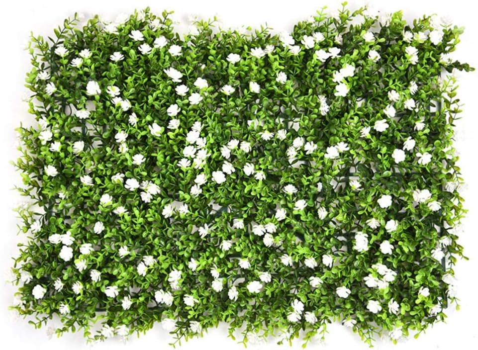SNIIA Artificial Hedge with Flowers Faux Greenery Privacy Screens Green Hedge Backdrop Plastic Garden Fake Fence Mat Panel Trellis Wall Decoration,60 x 40cm…