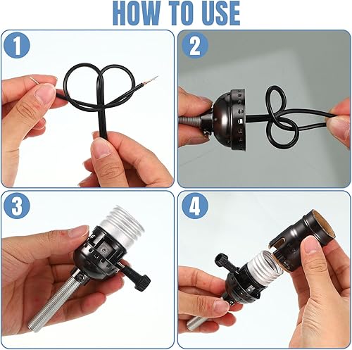 Miniatura 4 de Kit de 2 lámparas para hacer una lámpara, kit de lámpara de mesa, kit de cableado de lámpara de bricolaje con arpa de 8 pulgadas, tubo de lámpara de