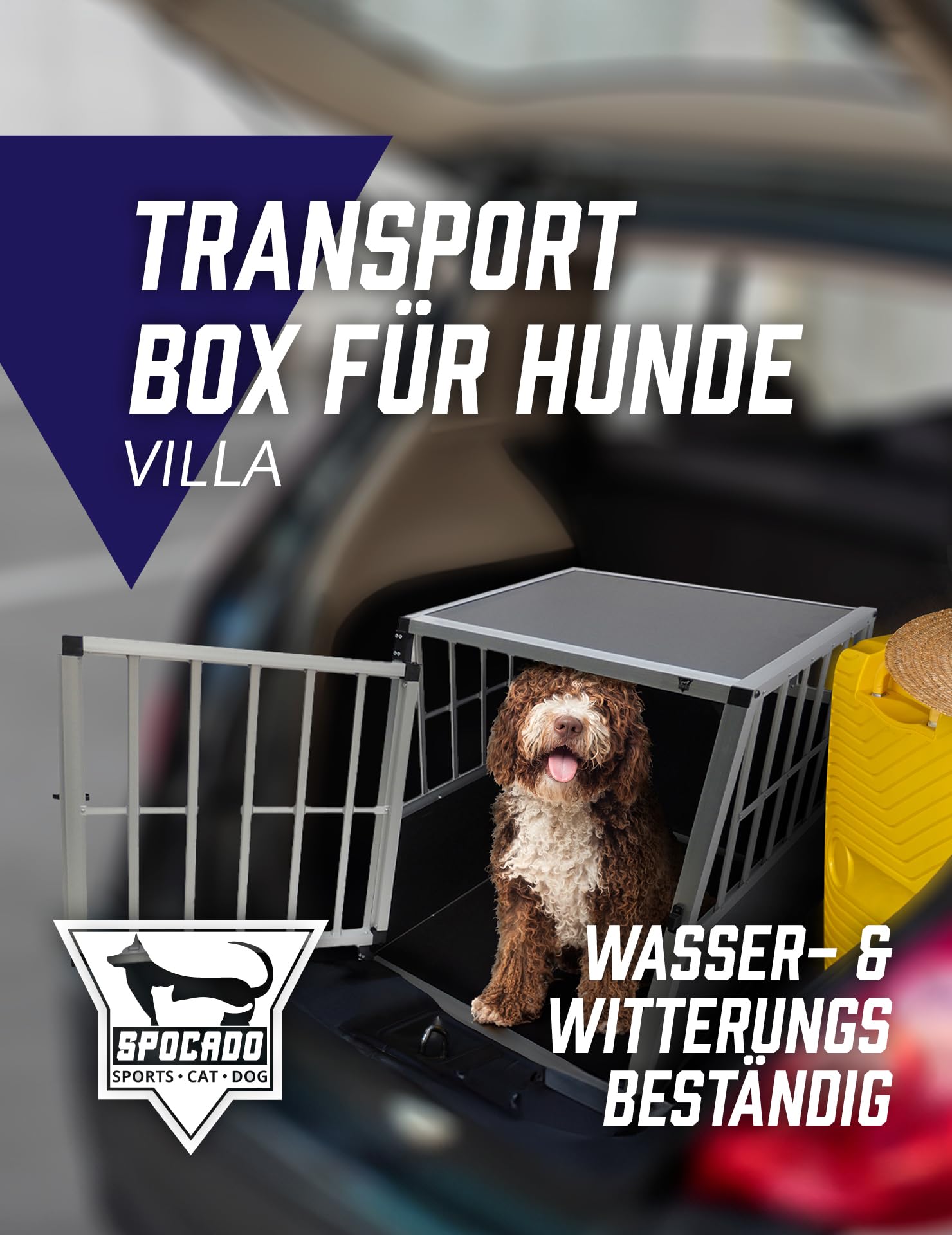 Villa Hunde Transportbox - Sicherer, bequemer Transport für deinen Hund - Stabile Konstruktion, in versch. Größen erhältlich - Leicht, langlebig und einfach zu reinigen (69 x 60 x 54 cm)