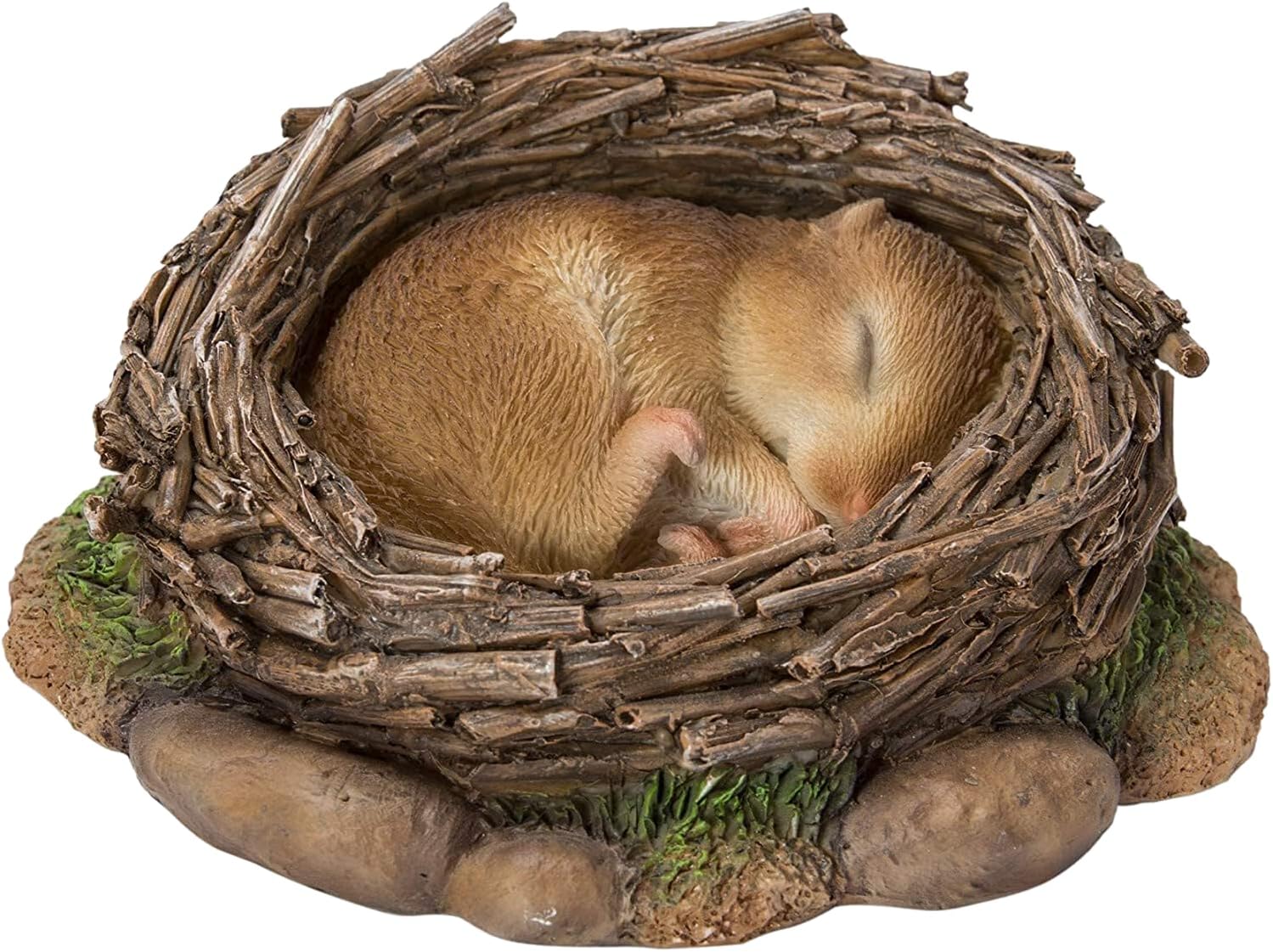 Real Life Woodland Dormouse Asleep in Nest Resin Home Garden Lawn Decoration Ornament NF-DM09-F
