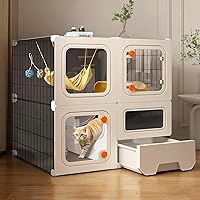 SNAAT Cat Cage with Litter Box - Detachable Metal Playpen for Indoor Outdoor Use, Ferret & Rabbit Enclosure