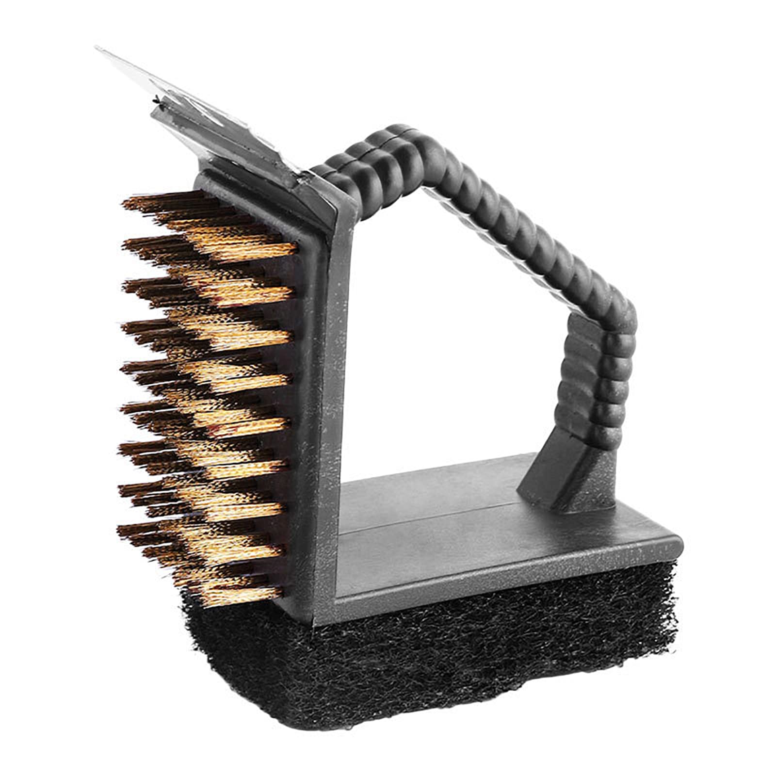 Kit Spazzole per Pulizia Griglia Barbecue, Set di 3 Spazzole per Pulizia Grill Barbecue, Strumento di Pulizia 3 in 1 con Raschietto in Acciaio Integrale, per Porcellana, Acciaio, Ghisa