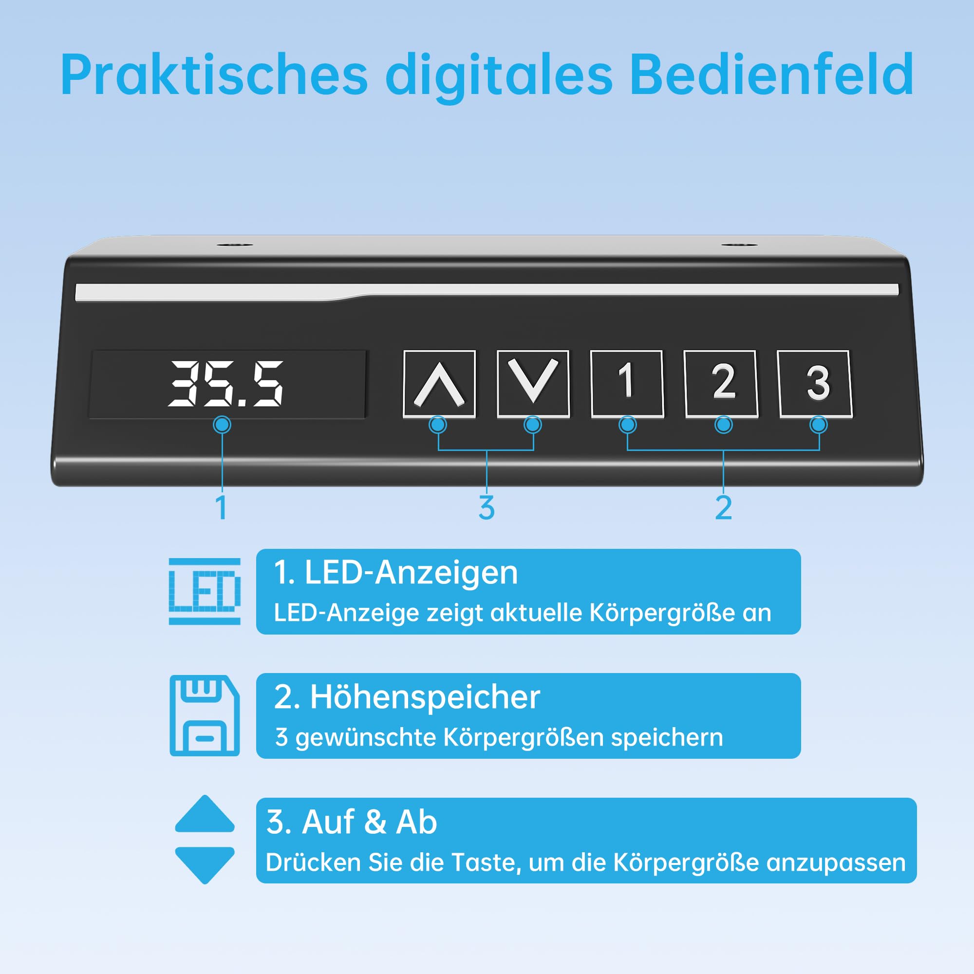 Höhenverstellbarer Schreibtisch, Elektrischer Standing Desk, Stabiler Höhenverstellbar Elektrisch mit Memory-Handsteuerung Bürotisch, Ergonomischer Steh-Sitz Tisch Computertisch - 120 x 60 cm Weiß