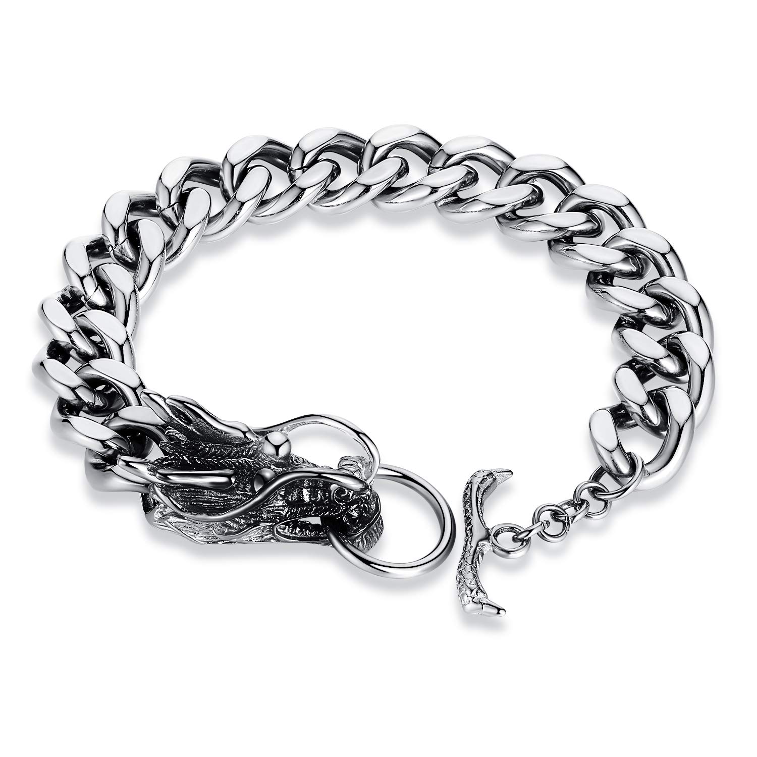 Chic Dragon Design Stainless Steel Bracelets Jewelry Chain for Men Boys Gifts Presents