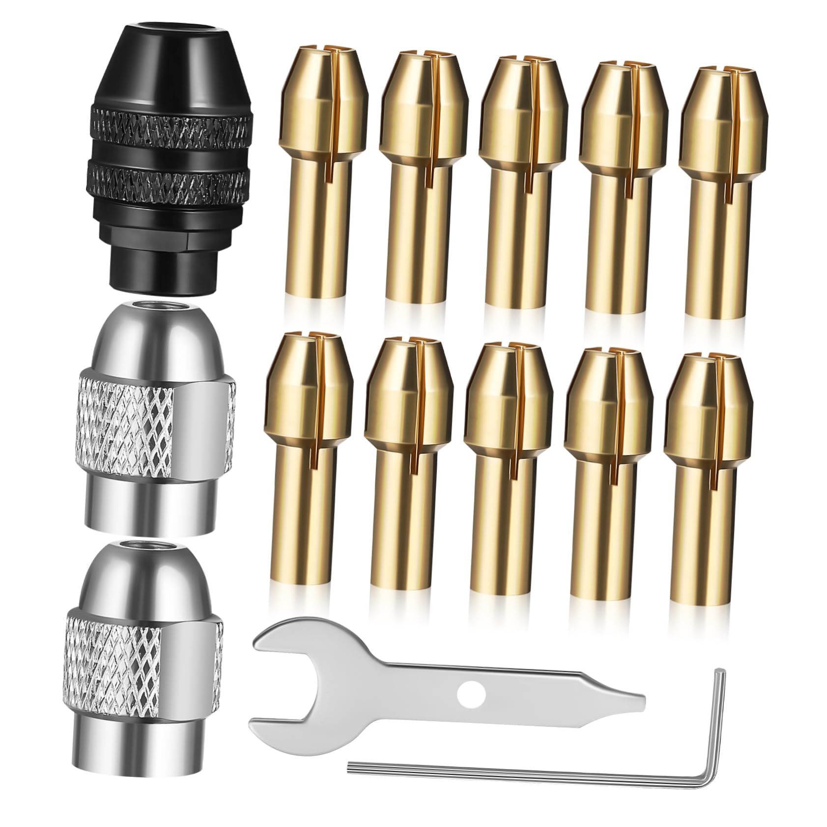 DOITOOL Universal Drill Chuck Bit Collet for Power Tools Copper Construction 15-piece Set Secure Grip for Drilling Grinding